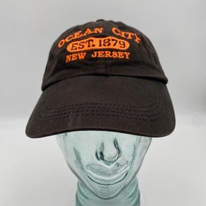 Anvil Organic Ocean City New Jersey Hat Strapback Black & Orange Embroidered OS